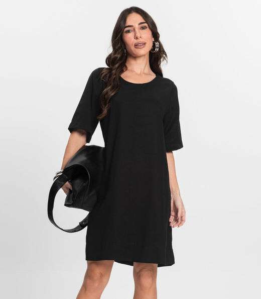 Image_Vestido Curto Feminino Gola Redonda Endless Preto