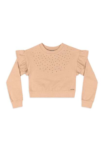 Blusão Molecotton Babado Strass Quimby
