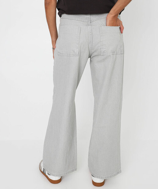 Calça Feminina Jeans Wide Leg Petit Sawary Cinza