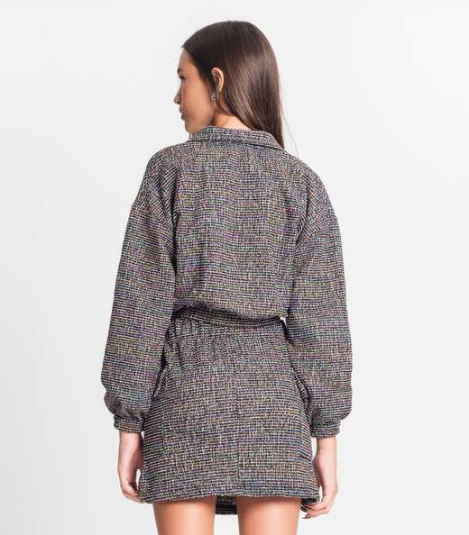 Casaco Juvenil Feminino Em Tweed Minty Preto