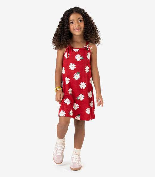 Vestido Infantil Visco Maquinetada Rovi Kids Vermelho