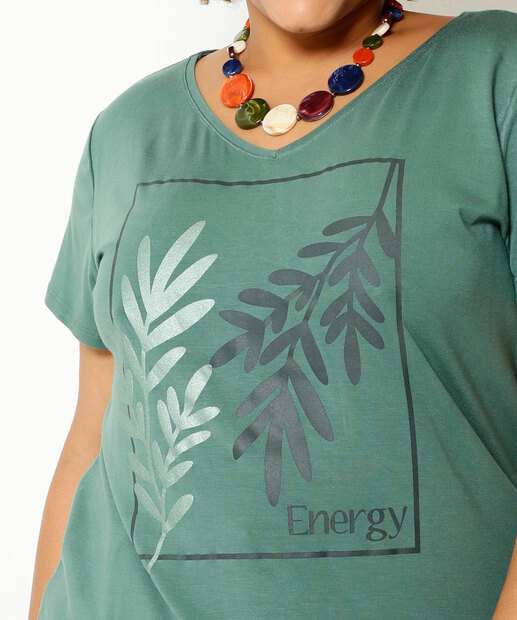 Blusa Plus Size Feminina Estampa Folhas Marisa