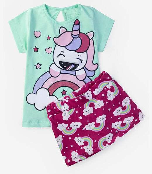 Conjunto Infantil Menina Unicórnio Select Verde
