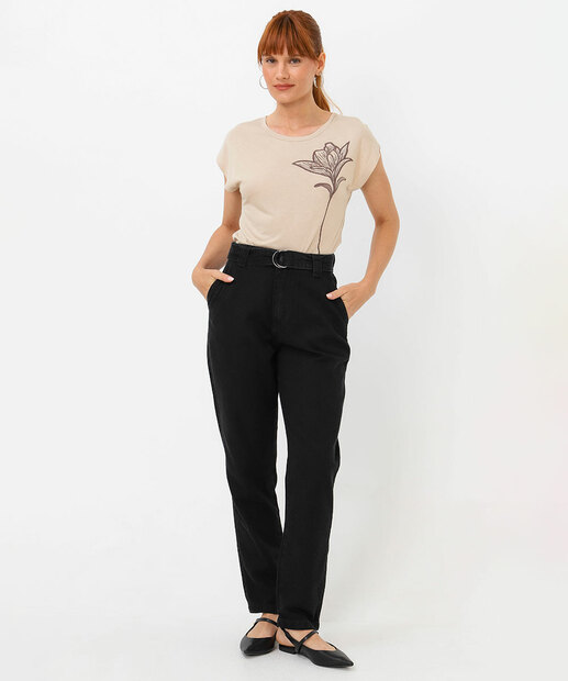 Image_Calça Feminina Jeans Mom Cinto Preto