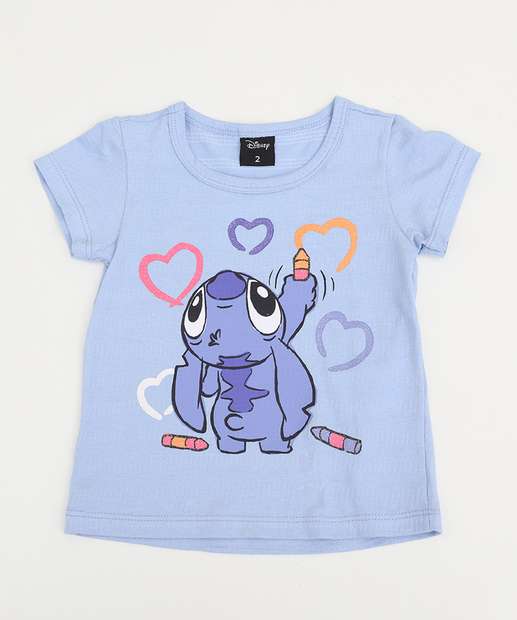 Image_Camiseta Infantil Manga Curta Stitch Disney Tam 1 a 5 Azul