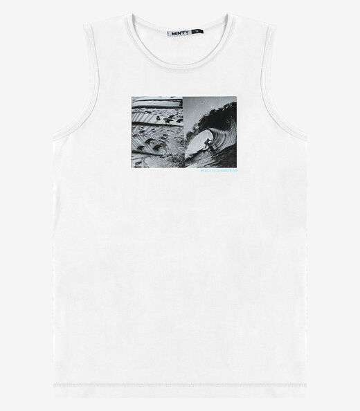 Regata Juvenil Meia Malha Masculina Minty Branco