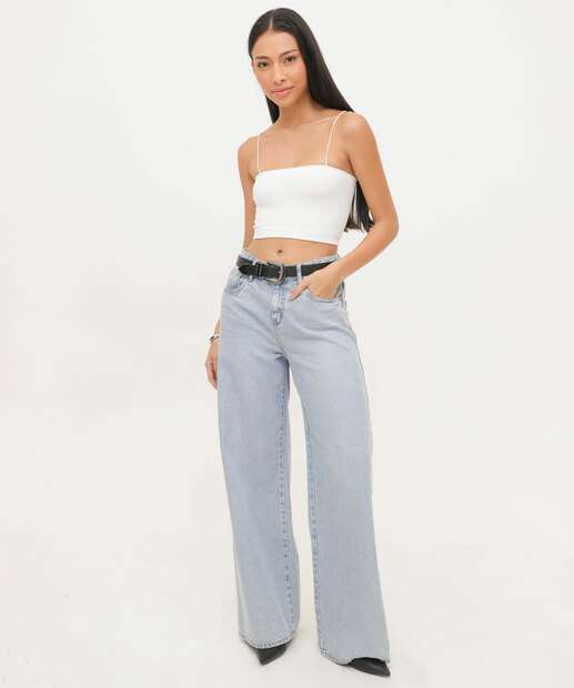 Blusa Cropped Regata Feminina Marisa Bege