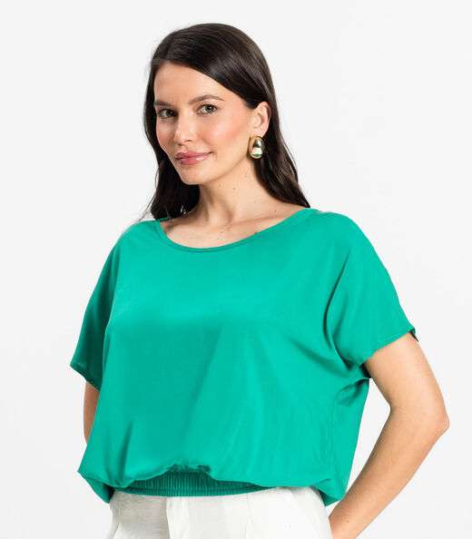 Blusa Feminina manga curta Infinita Cor Verde
