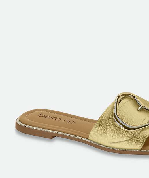 Rasteirinha Feminina Metalizada Beira Rio Dourado