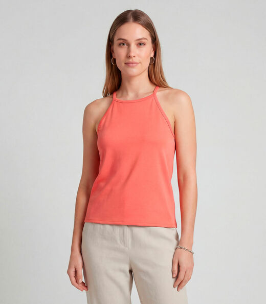 Blusa Feminina Com Cava Americana Infinita Cor Laranja