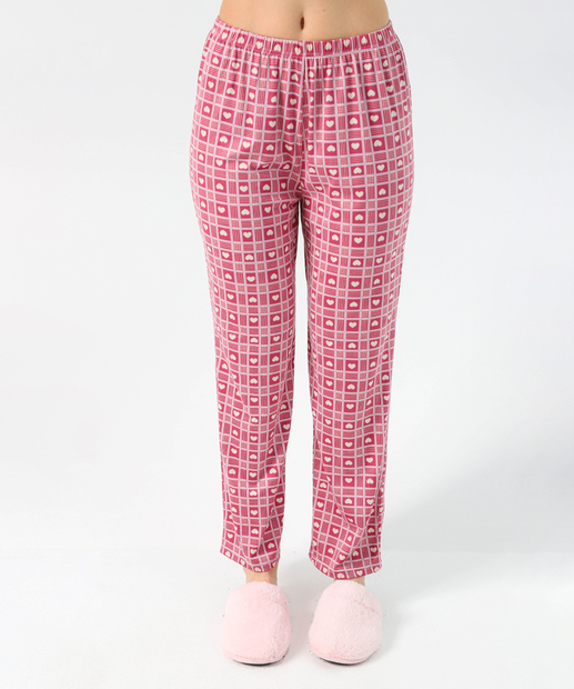 Pijama Feminino Estampa Xadrez Manga Longa Marisa Rosa