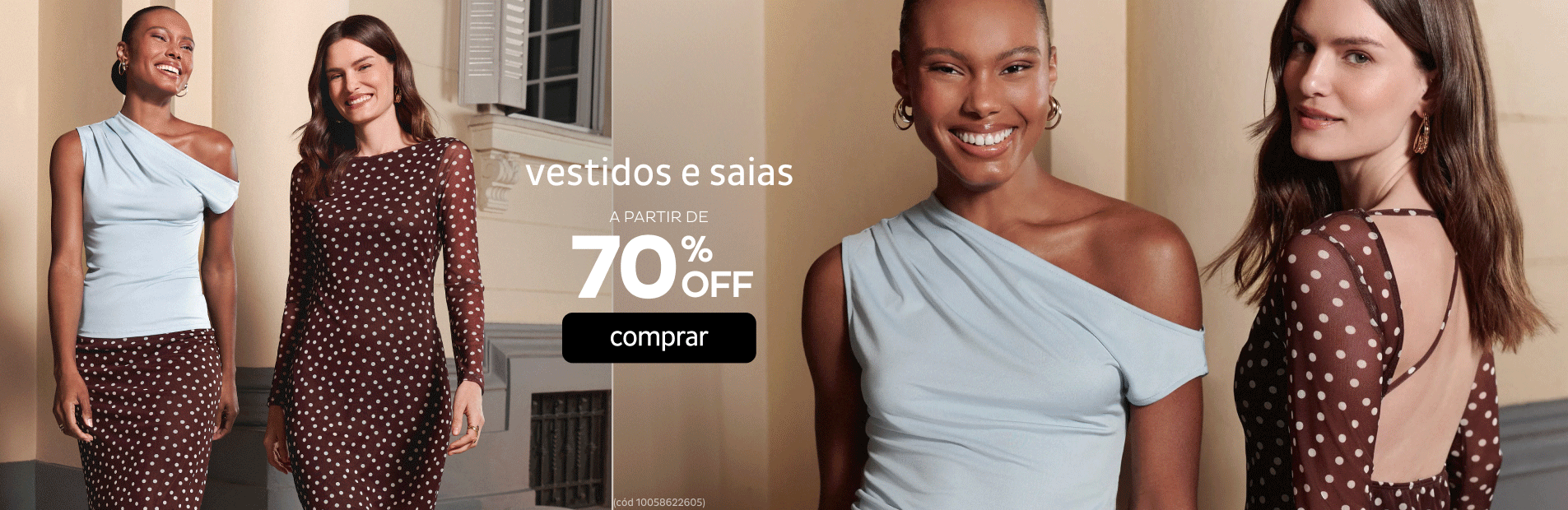 Vestidos e saias por até 70%