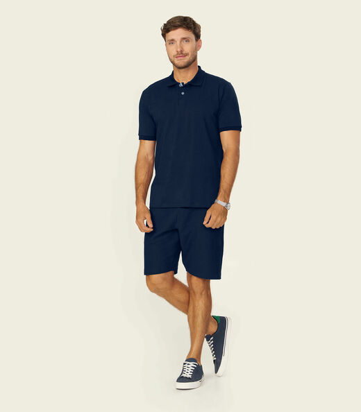 Camisa Polo Masculina Cotton Leve UV Diametro Azul