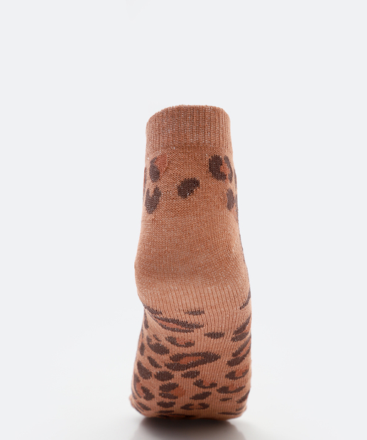 Kit 3 Pares Meias Cano Curto Feminina Animal Print Marisa 