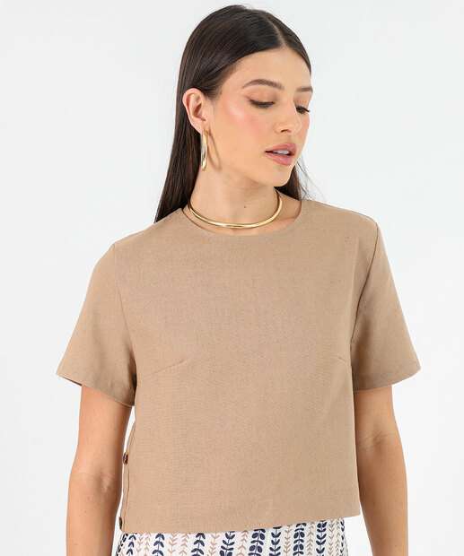 Image_Blusa Feminina Manga Curta Marisa Marrom