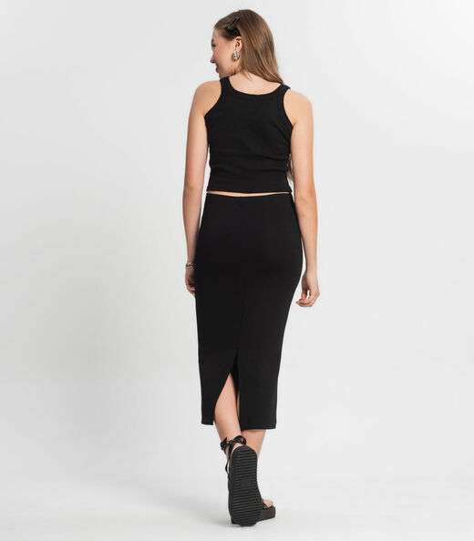 Conjunto Juvenil Regata Com Saia Midi Ribana Minty Preto