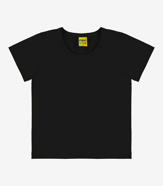 Blusa Básica Infantil Cotton Leve Rovi Kids Preto
