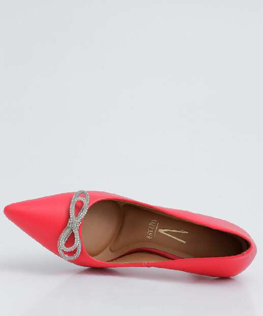 Scarpin Feminino Salto Fino Laço Strass Vizzano