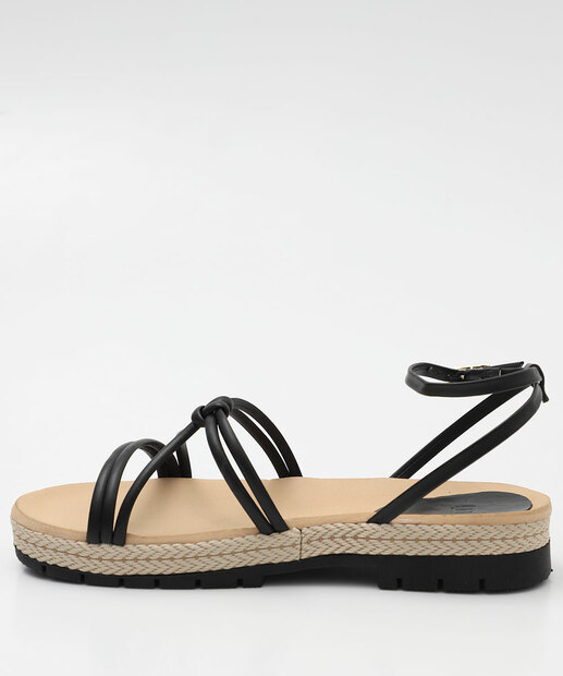 Sandália Flatform Tiras Feminina Marisa Preto