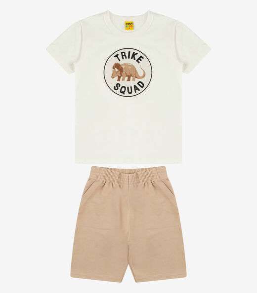 Conjunto Camiseta com Bermuda Menino Rovi Kids Bege