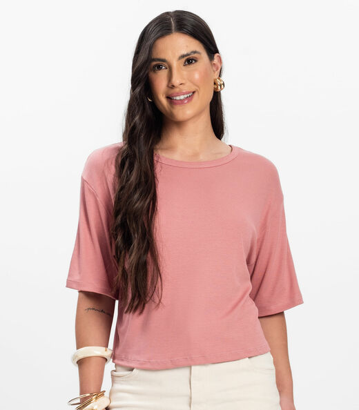 T- Shirt Feminina Canelada Infinita Cor Rosa