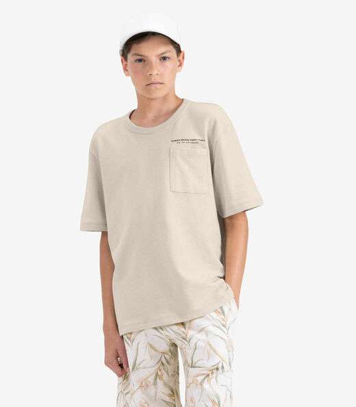 Camiseta Juvenil Masculino em Malhão Fruit Minty Bege