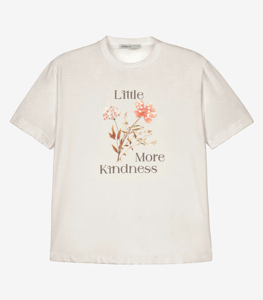 Camiseta T-shirt Feminina Com Estampa Endless Bege