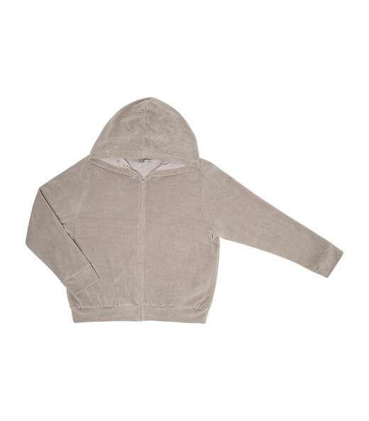 Jaqueta com Capuz Plush Secret Glam Bege