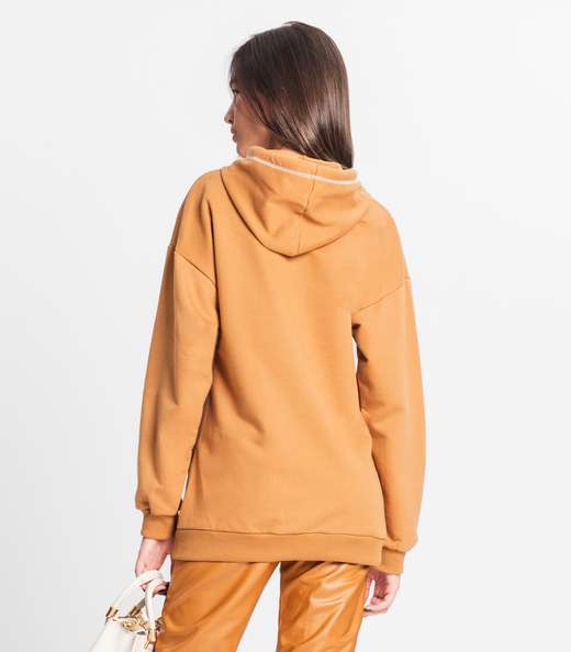 Blusão Juvenil Feminino Com Capuz Minty Marrom