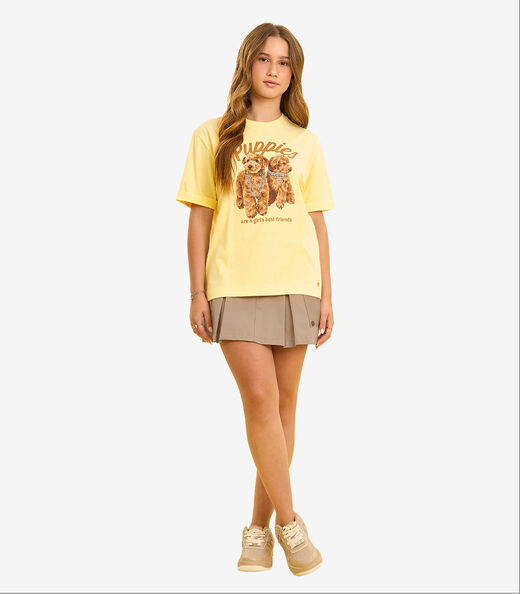 Saia Feminina Cargo e Botão Decorativo Minty Marrom