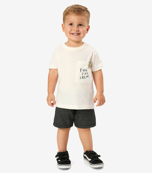 Conjunto Camiseta Com Bermuda Infantil Rovi Kids Bege