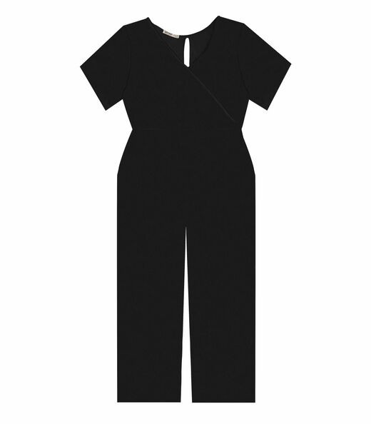 Macacão Pantalona Feminino Plus Size Secret Glam Preto