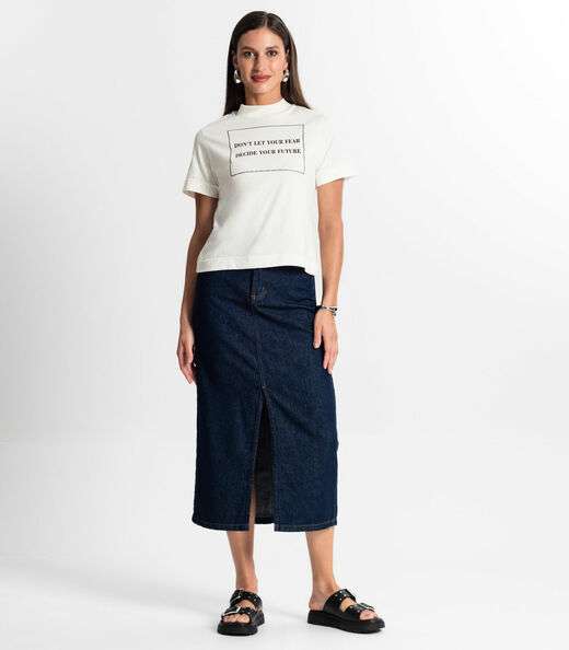 Camiseta Feminina Gola Alta Rovitex Bege