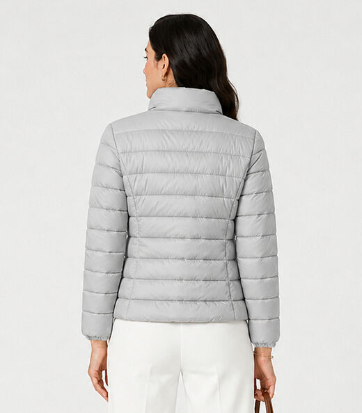 Jaqueta Puffer Feminina Peluciada Sea Surf Cinza