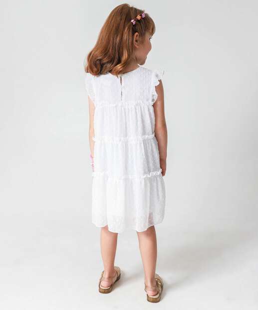 Vestido Infantil Plumette Marisa Tam 4 a 10 Off White