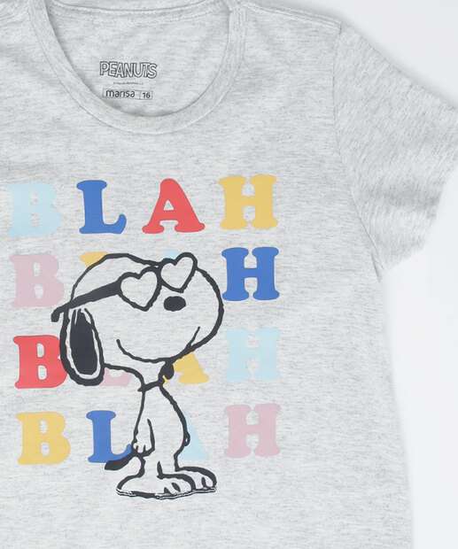 Camiseta Juvenil Estampa Frontal Manga Curta Snoopy