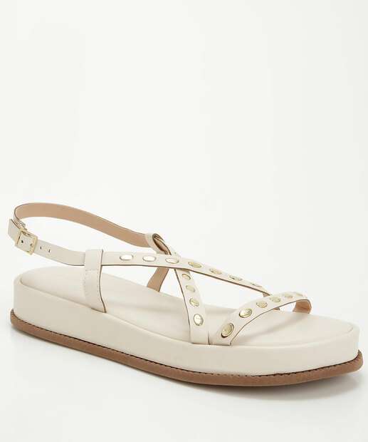 Sandália Flatform Feminina Tiras Tachas Renata Mello