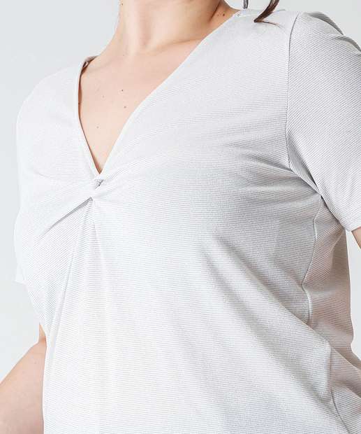 Blusa Plus Size Feminina Lurex Marisa Off White