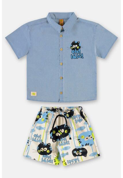 Conjunto Menino Camisa e Bermuda Três e Já