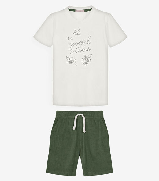 Image_Conjunto Infantil Camiseta Com Bermuda Trick Nick Bege
