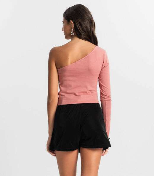 Blusa Juvenil Feminina Um Ombro Só Minty Rosa