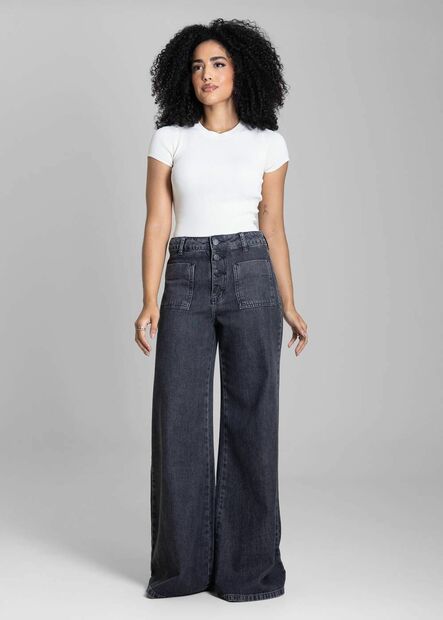 Calça Jeans Sawary Super Wide Leg - 282604