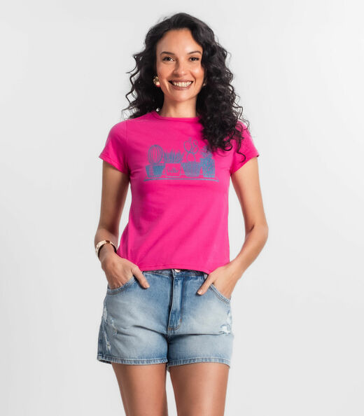Blusa T-Shirt Feminina Estampada Select Rosa