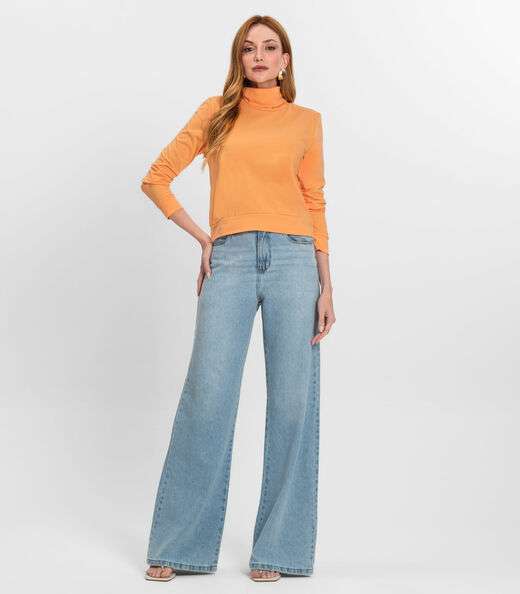 Blusão Gola Alta Infinita Cor Feminino Laranja