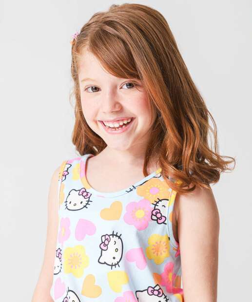 Macaquinho Infantil Hello Kitty Tam 4 a 10 Azul