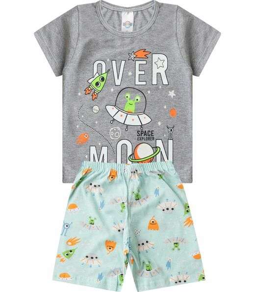 Pijama Infantil Masculino Brilha No Escuro kappes Cinza