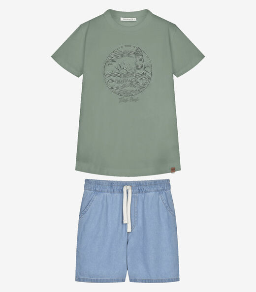 Image_Conjunto Infantil Camiseta Com Bermuda Trick Nick Verde