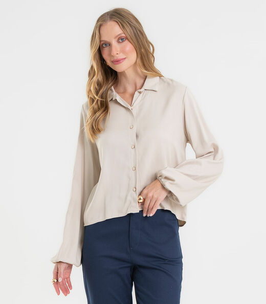 Image_Camisa Manga Longa Feminina Em Viscose Rovitex Bege