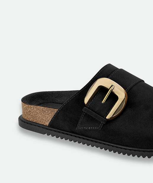 Mule Feminino Fivela Bico Redondo Beira Rio Preto