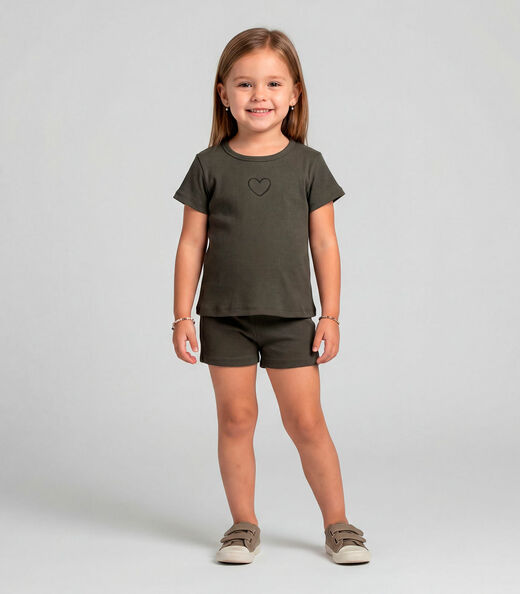 Image_Conjunto Infantil Feminino Blusa e Short Select Marrom
